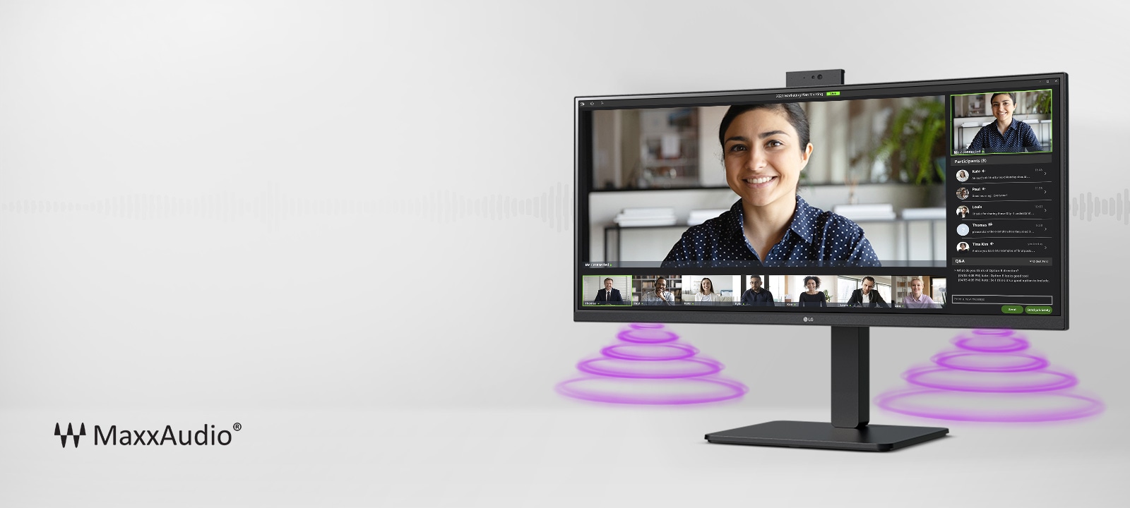 lg 34ba85qe Built-in FHD webcam, mic, and speakers