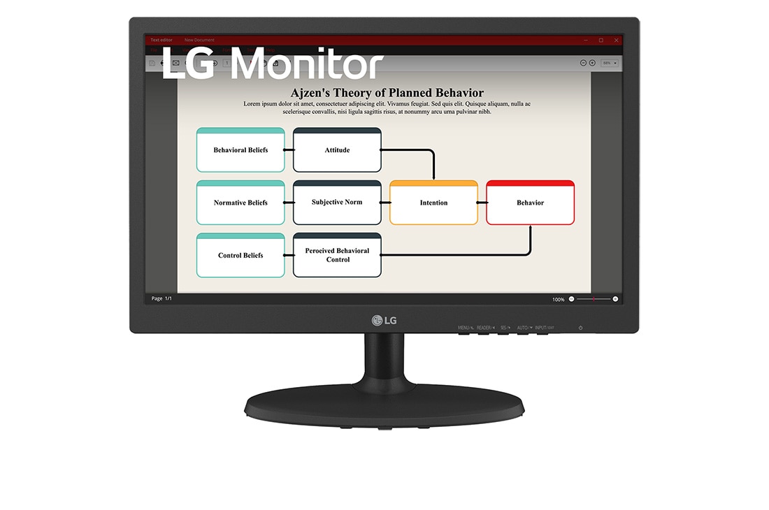 LG 18.5” HD Monitor, Front view, 19BA300