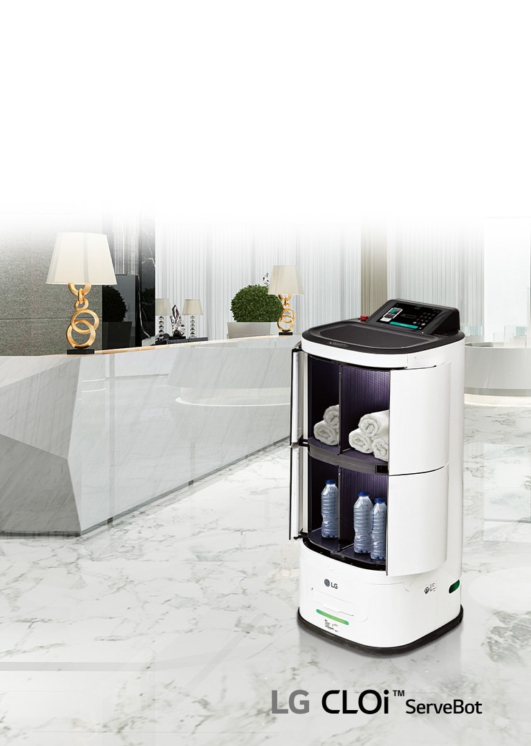 LG CLOi provides differentiated services through store-specific solutions. LG CLOi ServeBot (LDLTR30)