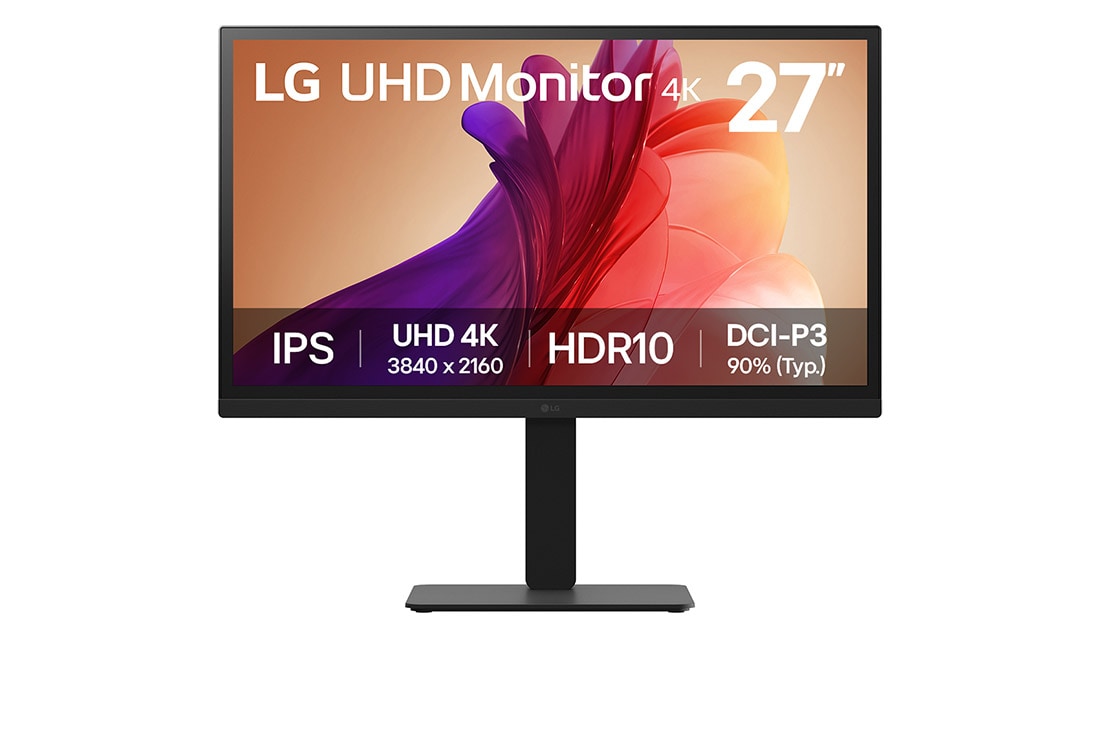 LG 27'' UltraFine UHD 4K IPS monitor, front view, 27BA45U