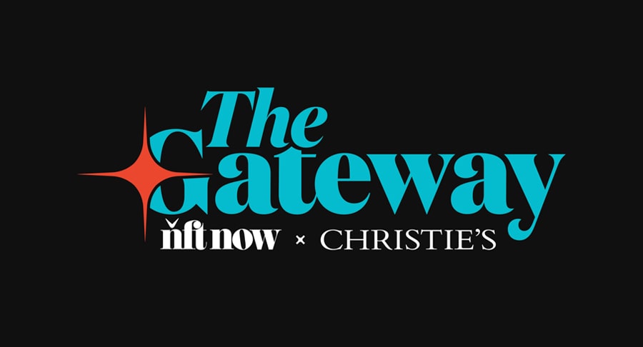 The Gateway logo featuring nft now x Christie's Art Basel 2021 gallery