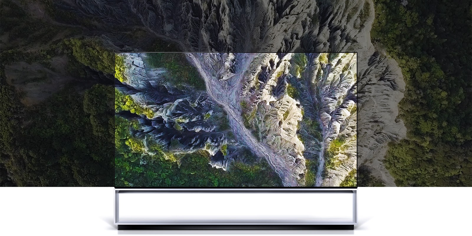 Image of LG SIGNATURE OLED TV Z9 with the screen filled with a gorge