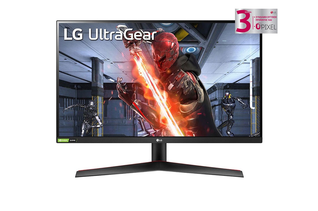 LG Οθόνη 27'' UltraGear™ Full HD IPS 1ms (GtG) για παιχνίδια, συμβατή με NVIDIA<sup>®</sup> G-SYNC<sup>®</sup>, μπροστινή όψη, 27GN600-B