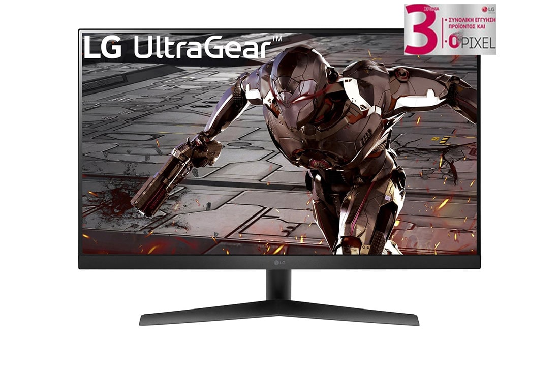 LG Οθόνη 31,5'' UltraGear™ Full HD για παιχνίδια με ρυθμό ανανέωσης 165 Hz, 1 ms MBR και συμβατή με NVIDIA® G-SYNC®, μπροστινή όψη, 32GN50R-B