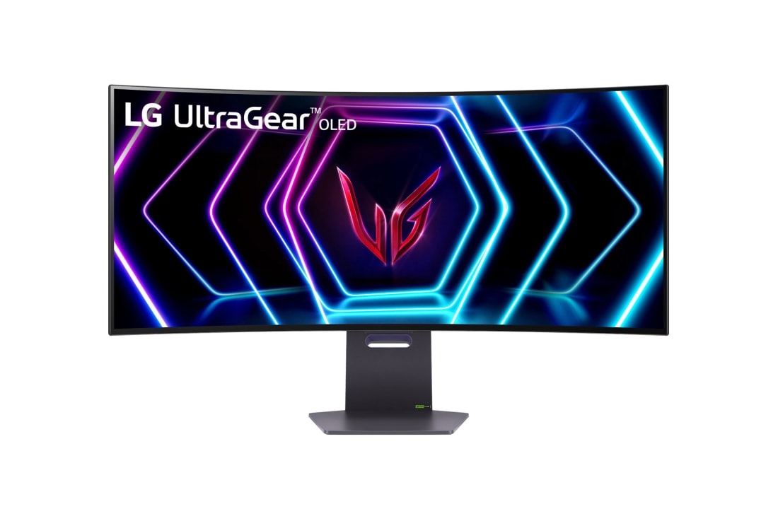 LG 39'' UltraGear™ OLED Curved Gaming Monitor WQHD με ρυθμό ανανέωσης 240Hz και χρόνο απόκρισης 0.03ms, μπροστινή όψη, 39GS95QE-B
