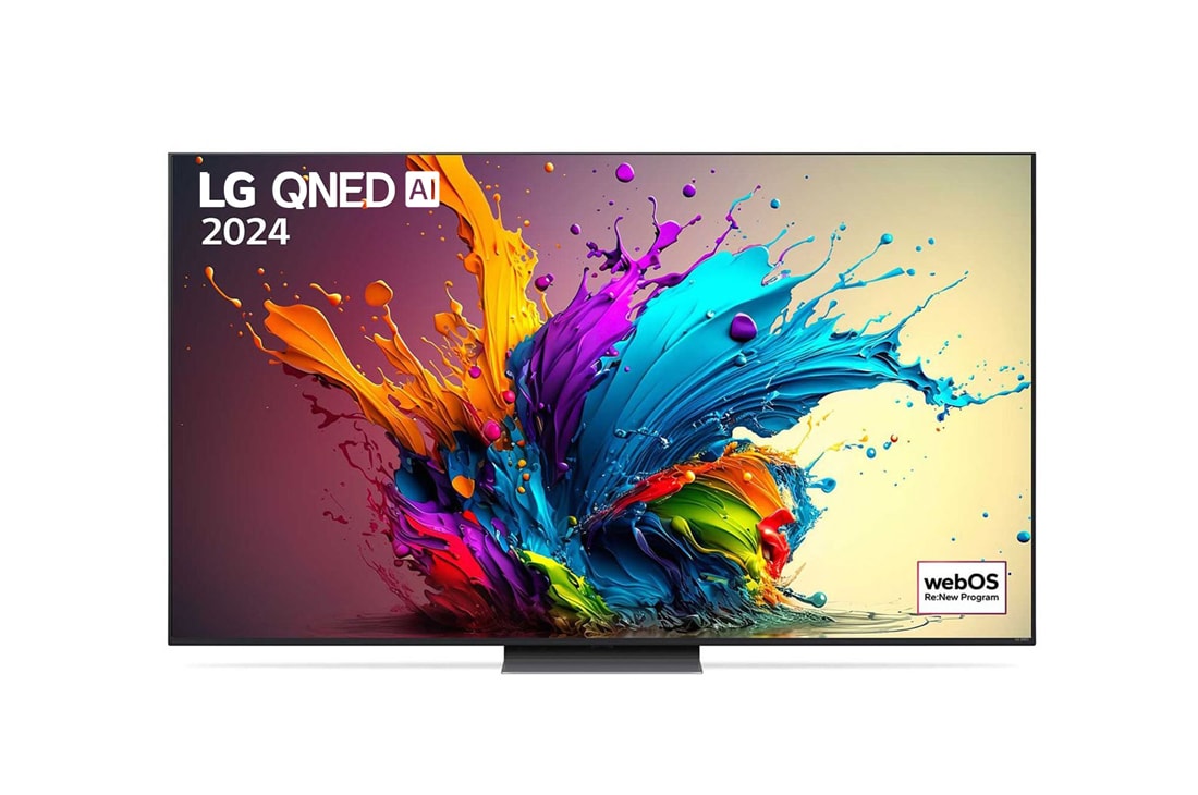 LG Τηλεόραση 86 ιντσών LG QNED AI QNED86 4K Smart TV 86QNED86, Μπροστινή όψη της LG QNED TV, QNED85 με το κείμενο LG QNED και 2024 στην οθόνη, 86QNED86T6A