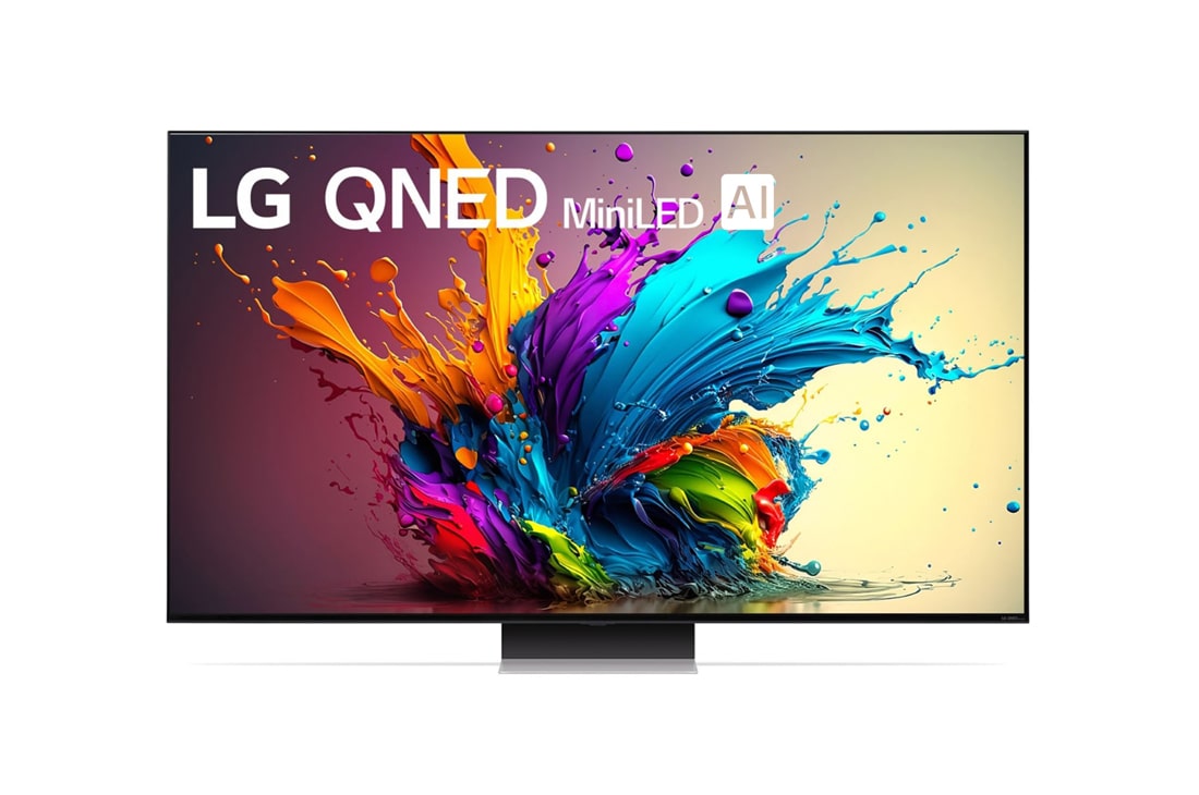 LG Τηλεόραση 65 ιντσών LG QNED MiniLED AI QNED91 4K Smart TV 65QNED91, Μπροστινή όψη της LG QNED TV, QNED90 με το κείμενο LG QNED MiniLED και 2024 στην οθόνη, 65QNED91T6A