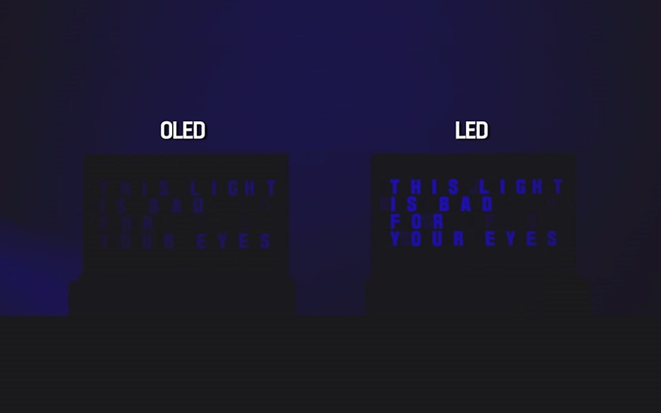 Μια σύγκριση μεταξύ OLED και δυνατότητα LED μπλε φως προστασίας.