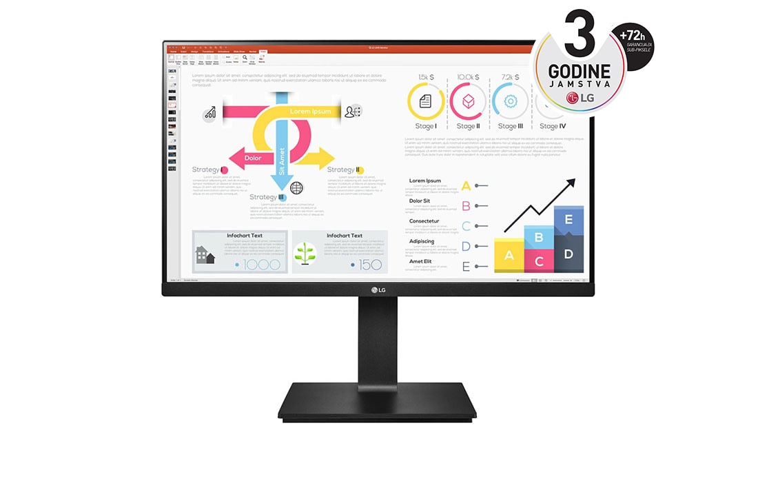 LG 23,8” QHD IPS monitor omjera 16:9 s brzinom osvježavanja od 60 Hz, prikaz prednje strane, 24QP750P-B