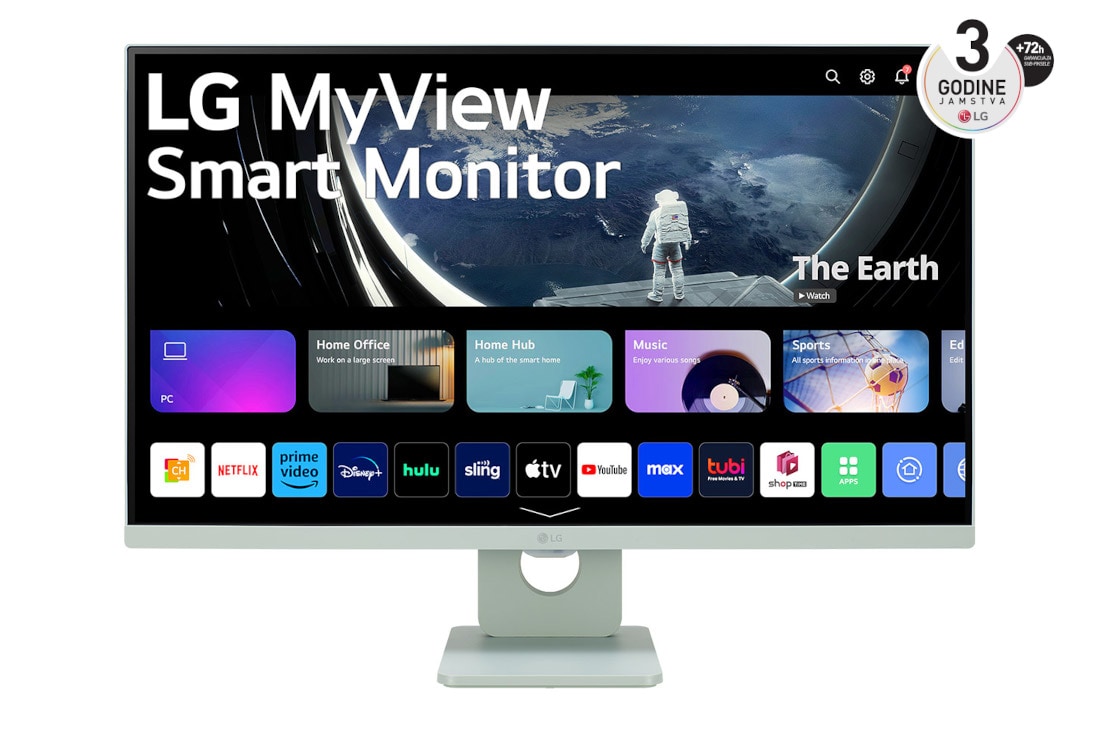 LG MyView 27” Full HD IPS pametni monitor s operativnim sustavom webOS, 27SR50F-G prednji prikaz, 27SR50F-G