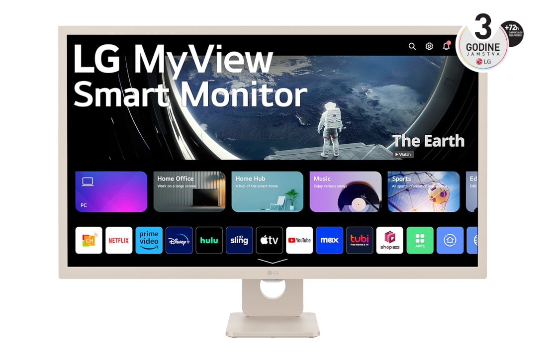LG MyView 32” Full HD IPS pametni monitor s operativnim sustavom webOS, 32SR50F-E prednji prikaz, 32SR50F-E