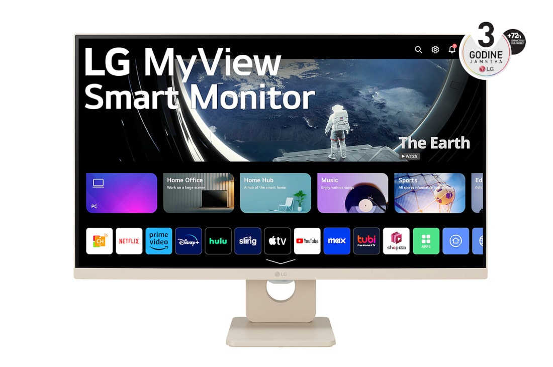 LG MyView 27” Full HD IPS pametni monitor s operativnim sustavom webOS, 27SR50F-E prednji prikaz, 27SR50F-E