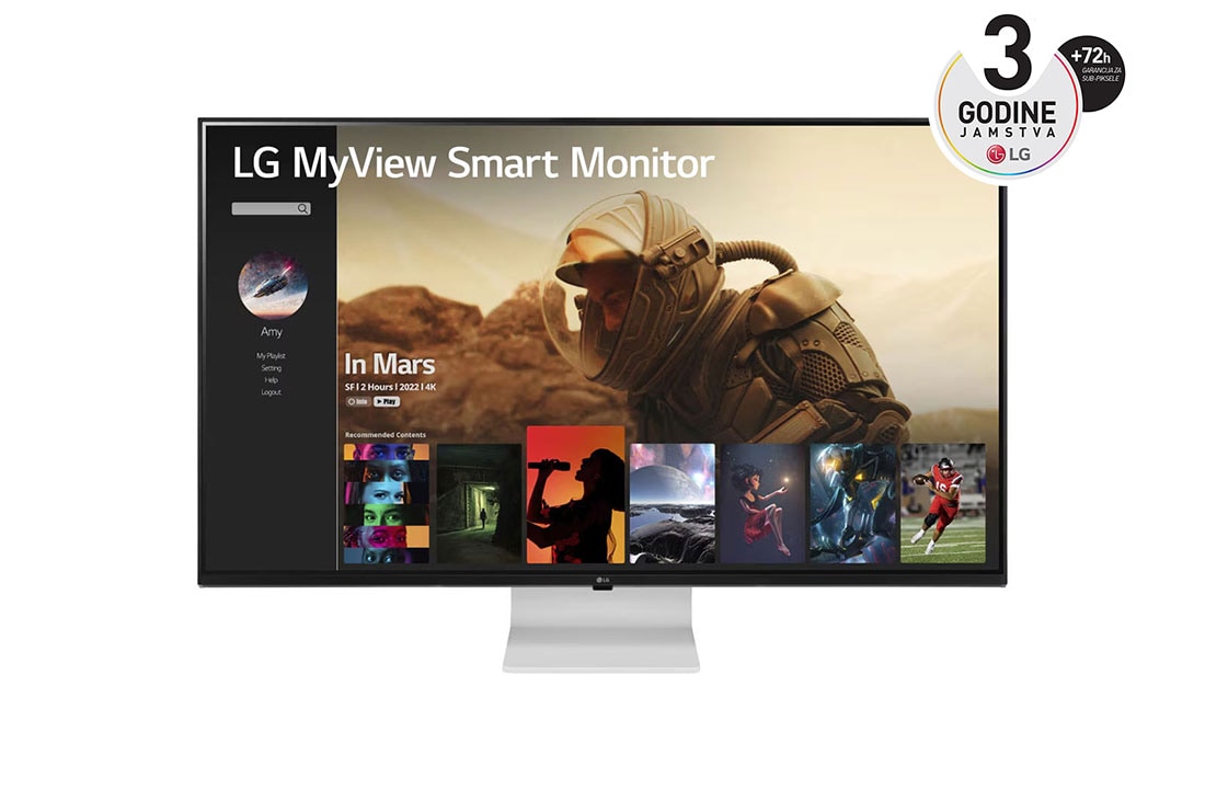 LG 43'' 16:9 omjer slike 4K UHD IPS MyView Smart monitor s webOS platformom, prikaz prednje strane, 43SQ700S-W