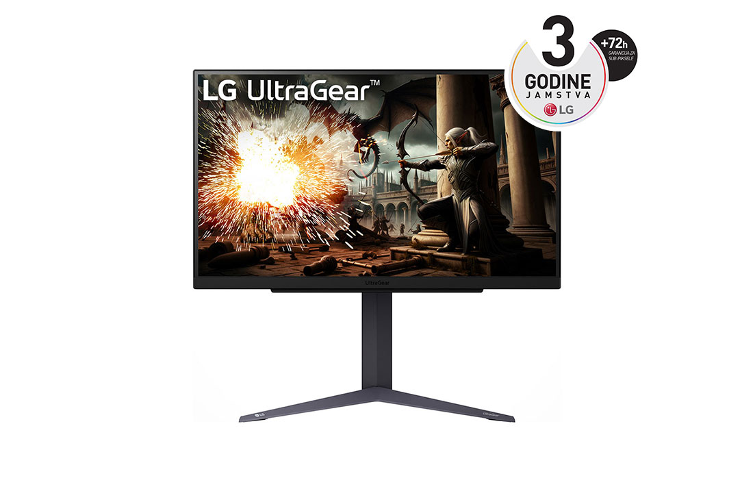 LG 27'' UltraGear™ IPS 16:9 omjer slike QHD gaming monitor s brzinom osvježavanja od 200 Hz, prikaz prednje strane, 27GS75Q-B