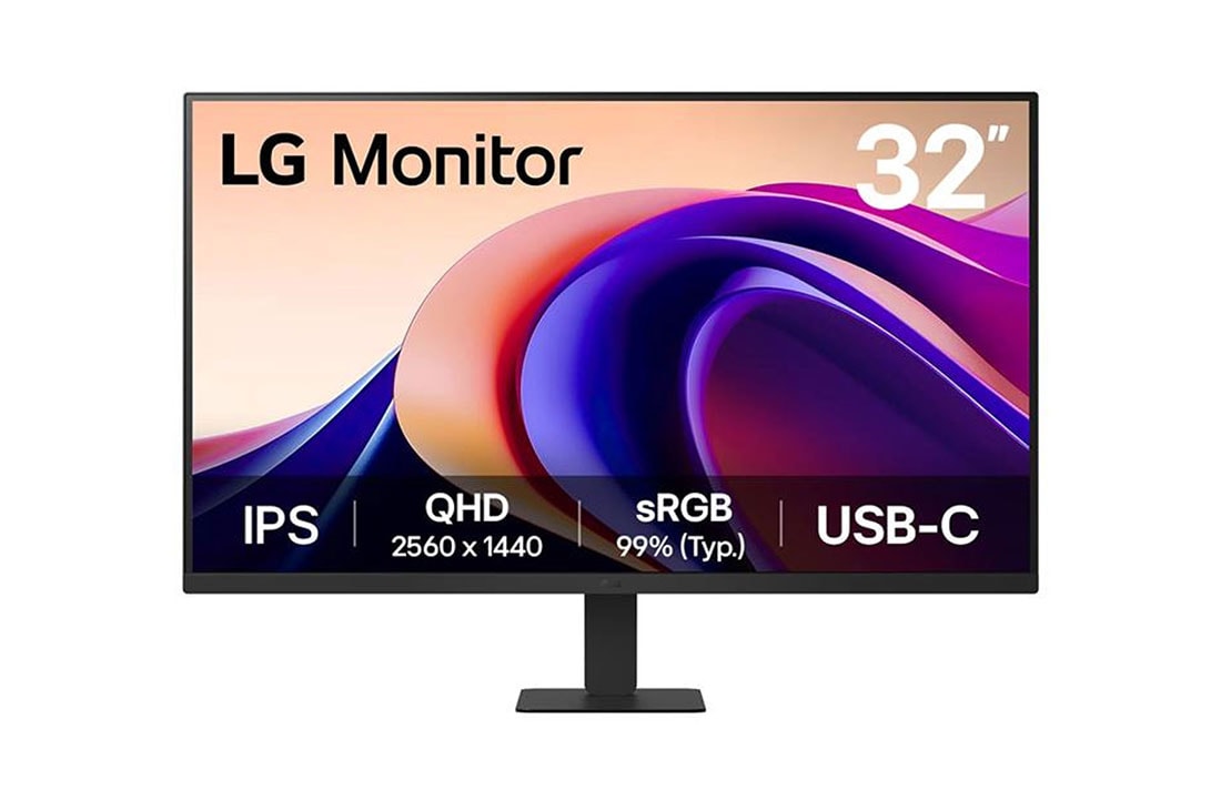 LG 32” 16:9 QHD IPS monitor s brzinom osvježavanja od 100 Hz, prikaz prednje strane, 32U631A-B