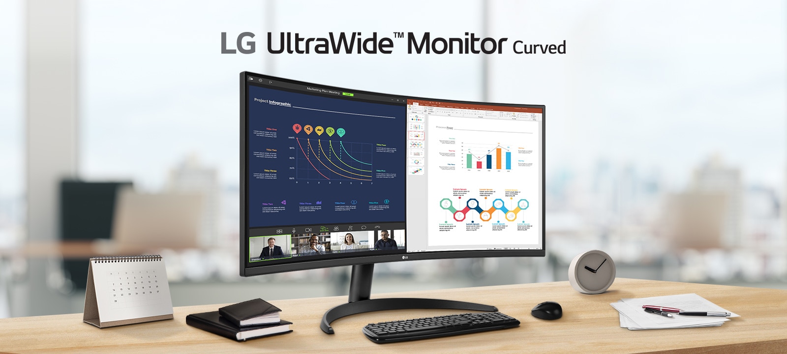 LG UltraWide ívelt monitor.