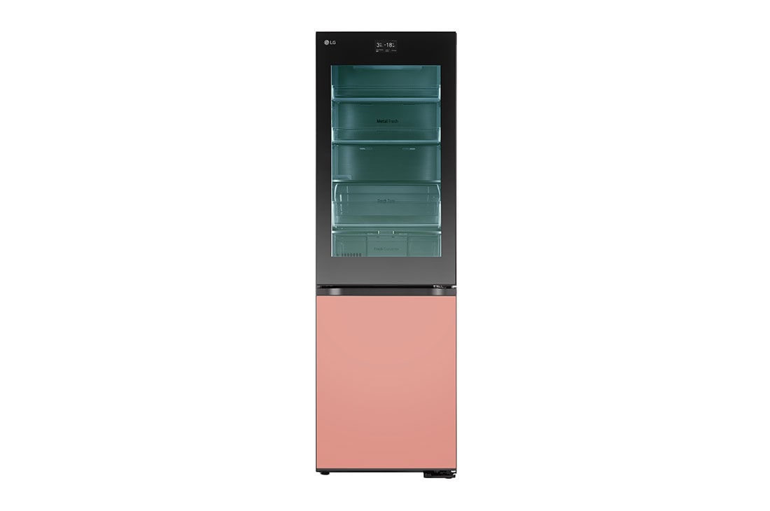 LG InstaView™ MoodUP™ Alulfagyasztós hűtőszekrény, ThinQ™ technológia, 352 L kapacitás, Elölnézet, GBG719MDNN