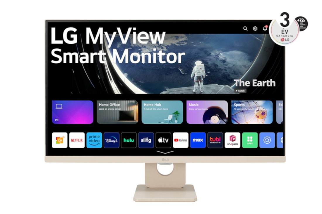 LG 27”-os 16:9 képarányú MyView Smart Monitor webOS platformmal, 27SR50F-E elölnézeti kép, 27SR50F-E