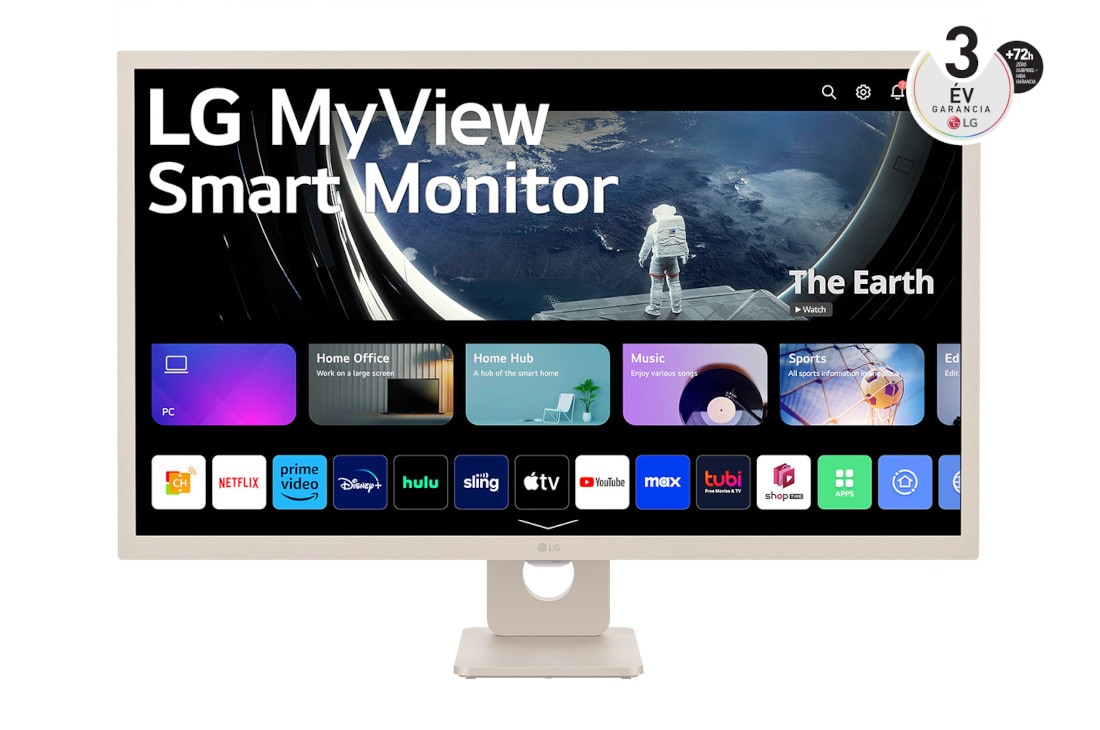 LG 32”-os 16:9 képarányú MyView Smart Monitor webOS platformmal, elölnézet távirányítóval, 32SR50F-E