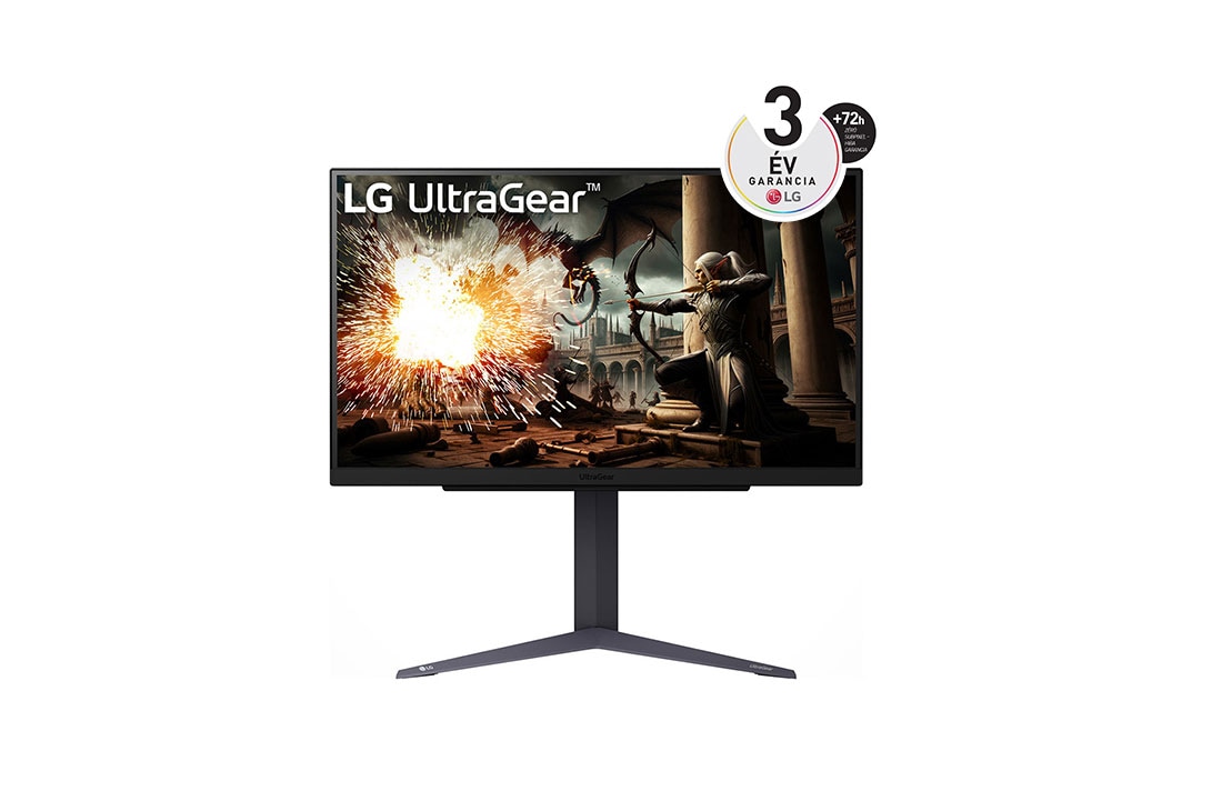 LG 27”-os UltraGear™ IPS 16:9 képarányú QHD gaming monitor 200 Hz-es képfrissítési sebességgel, elölnézet, 27GS75Q-B