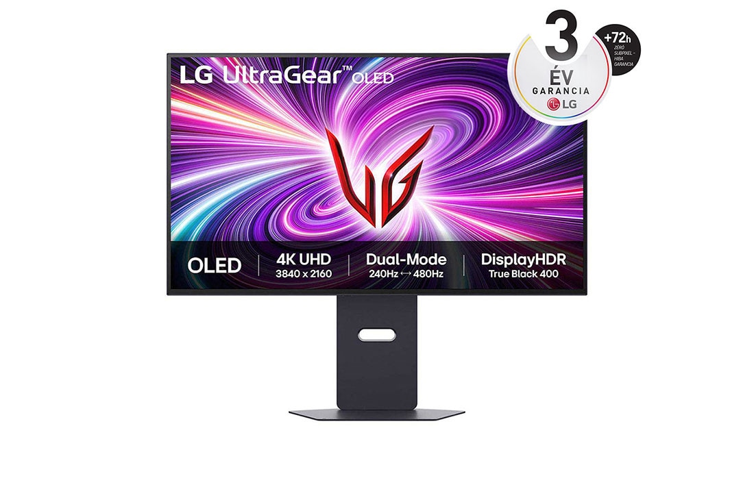 LG 32''-os UltraGear™ 4K UHD OLED Dual-Mode gaming monitor, elölnézet, 32GS95UV-B