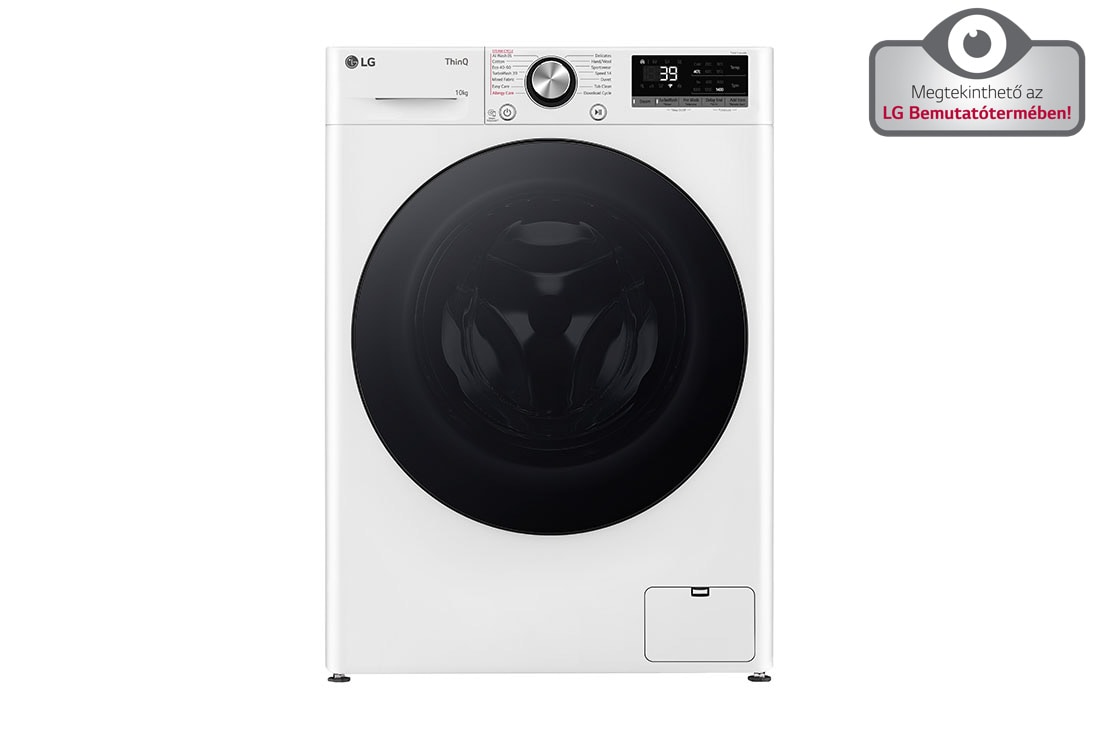 LG 10 kg, max. 1400 ford./perc, Gőzmosógép, TurboWash™360, AI DD™ és WiFi funkció, Elölnézet, F4WR710S2W