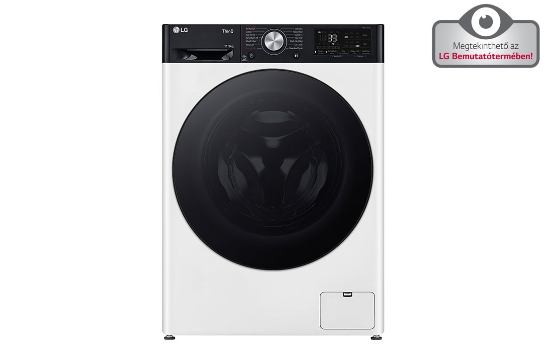 LG 11/6 kg, max. 1400 ford./perc, Gőz mosó-szárítógép, TurboWash™360, AI DD™ és WiFi funkció, Elölnézet, F4DR711S2H