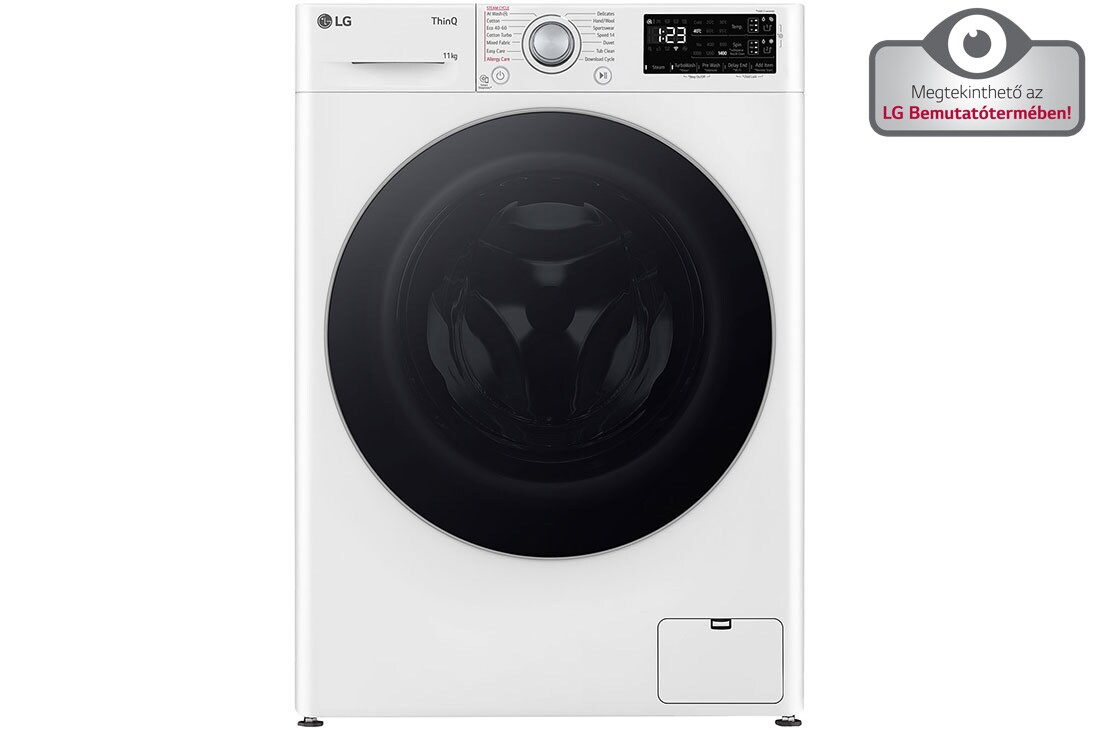 LG 11 kg, max. 1400 ford./perc, Gőzmosógép, TurboWash™360, AI DD™ és WiFi funkció, Elölnézet, F4WR311S1WA