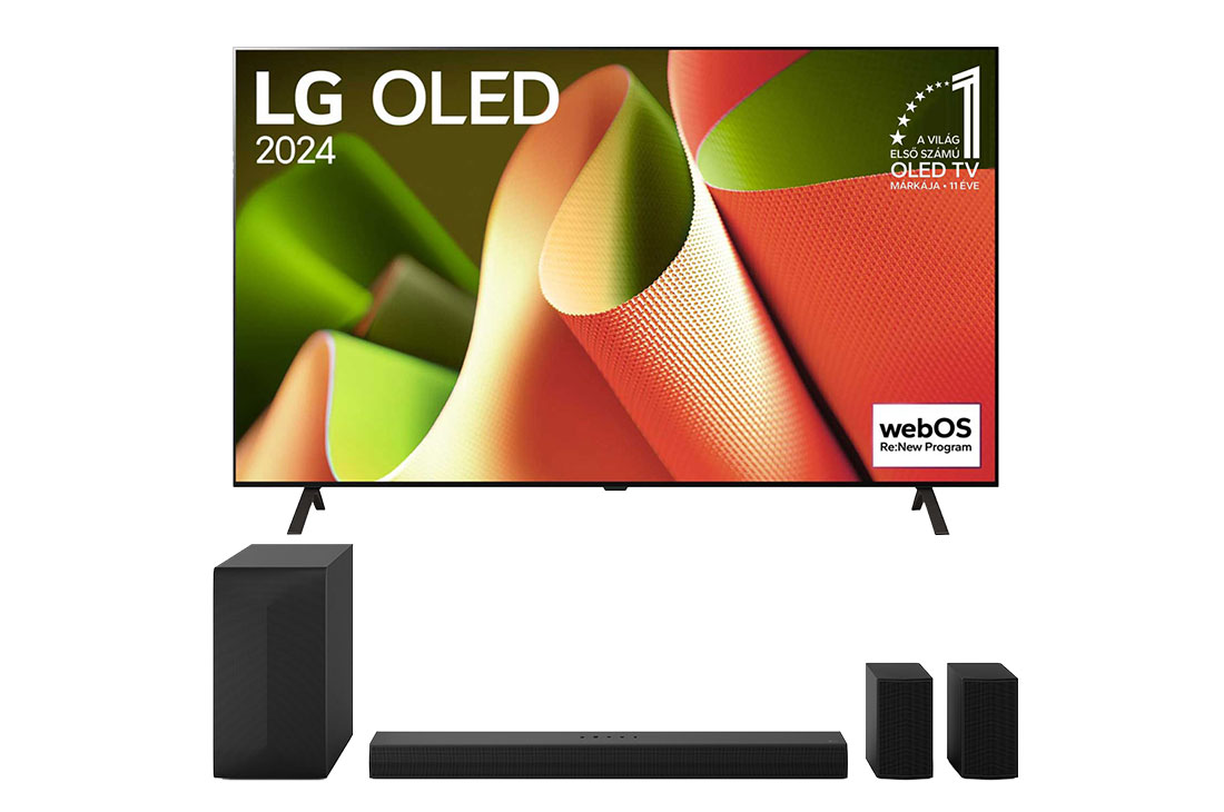 LG 55 colos LG OLED B4 4K Smart TV 2024 + S60TR 5.1 csatornás hangprojektor 2024, BOLED55B43.S60TR
