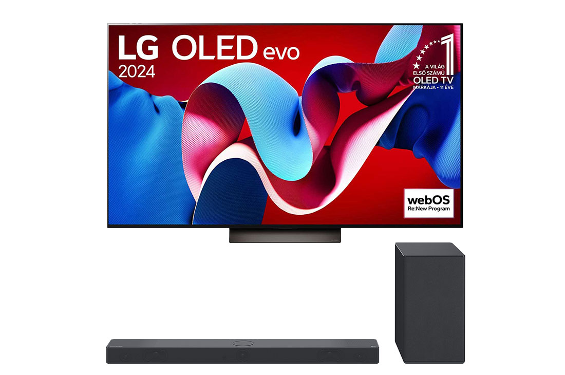 LG 55 colos LG OLED evo C4 4K Smart TV 2024 + SC9S 3.1.3 Dolby Atmos soundbar, BOLED55C41.SC9