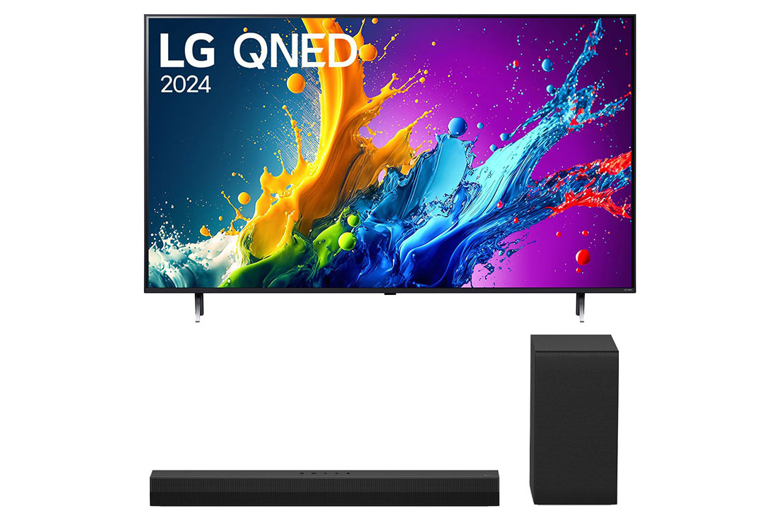 LG 65 colos LG QNED80 4K Smart TV 2024 + S40T 2.1 csatornás hangprojektor TV-hez, B65QNED80T.S40T