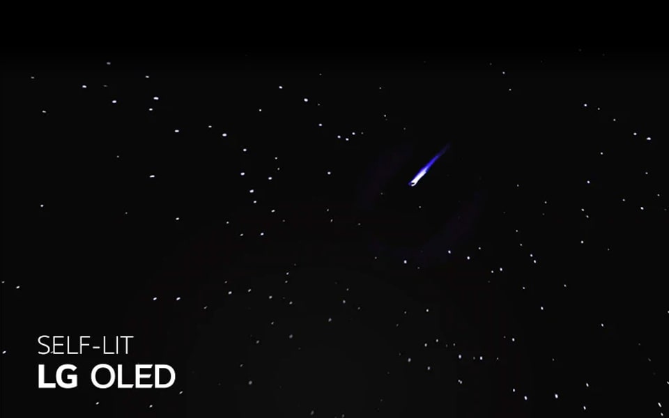 Az OLED TV önvilágító pixelei a csillagos égbolt részleteit mutatják.