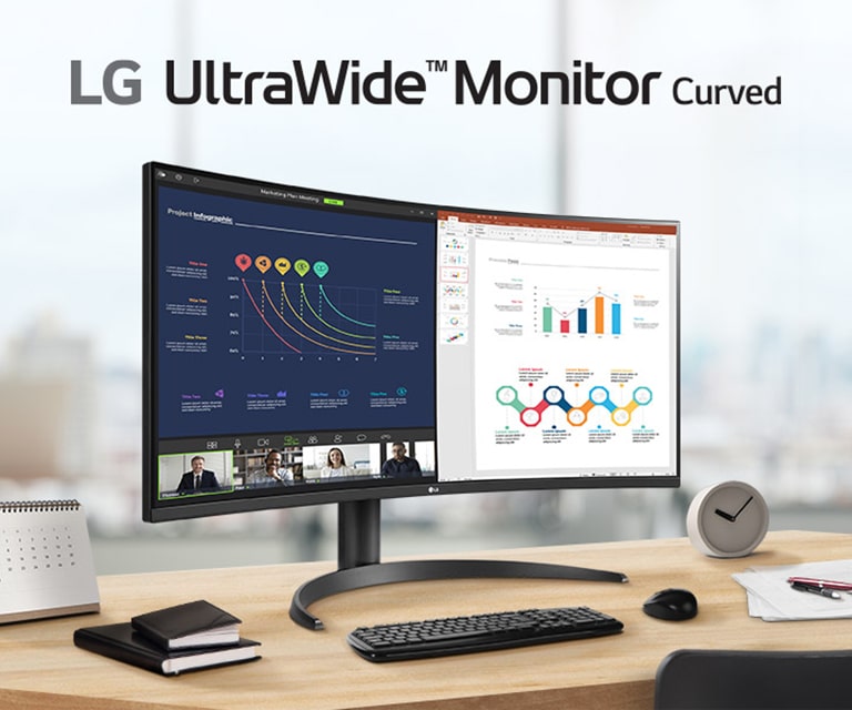 מסך LG UltraWide™ Monitor Curved.	