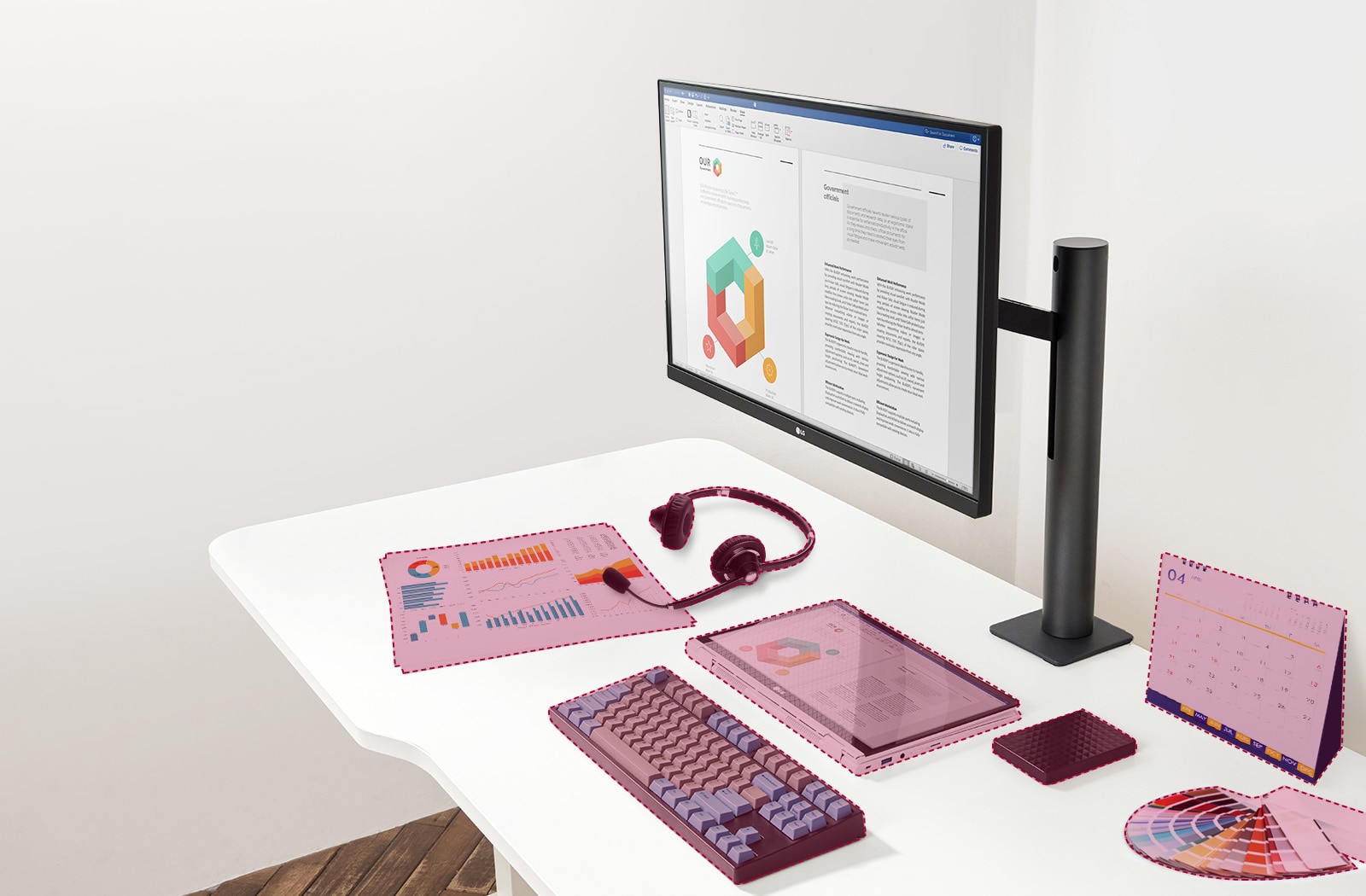 LG 27QN880-B Clutter-Free Desk Setup