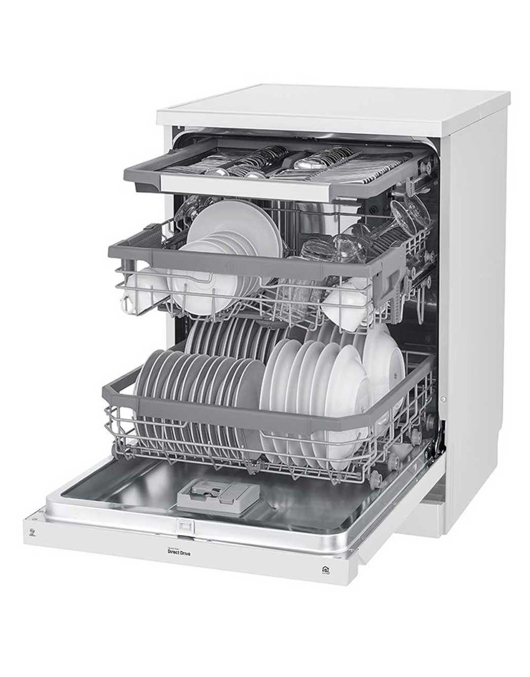 LG ال‌جی، ماشین ظرفشویی 14 نفره، فناوری™TrueSteam و™QuadWash، سفید  , XD88W