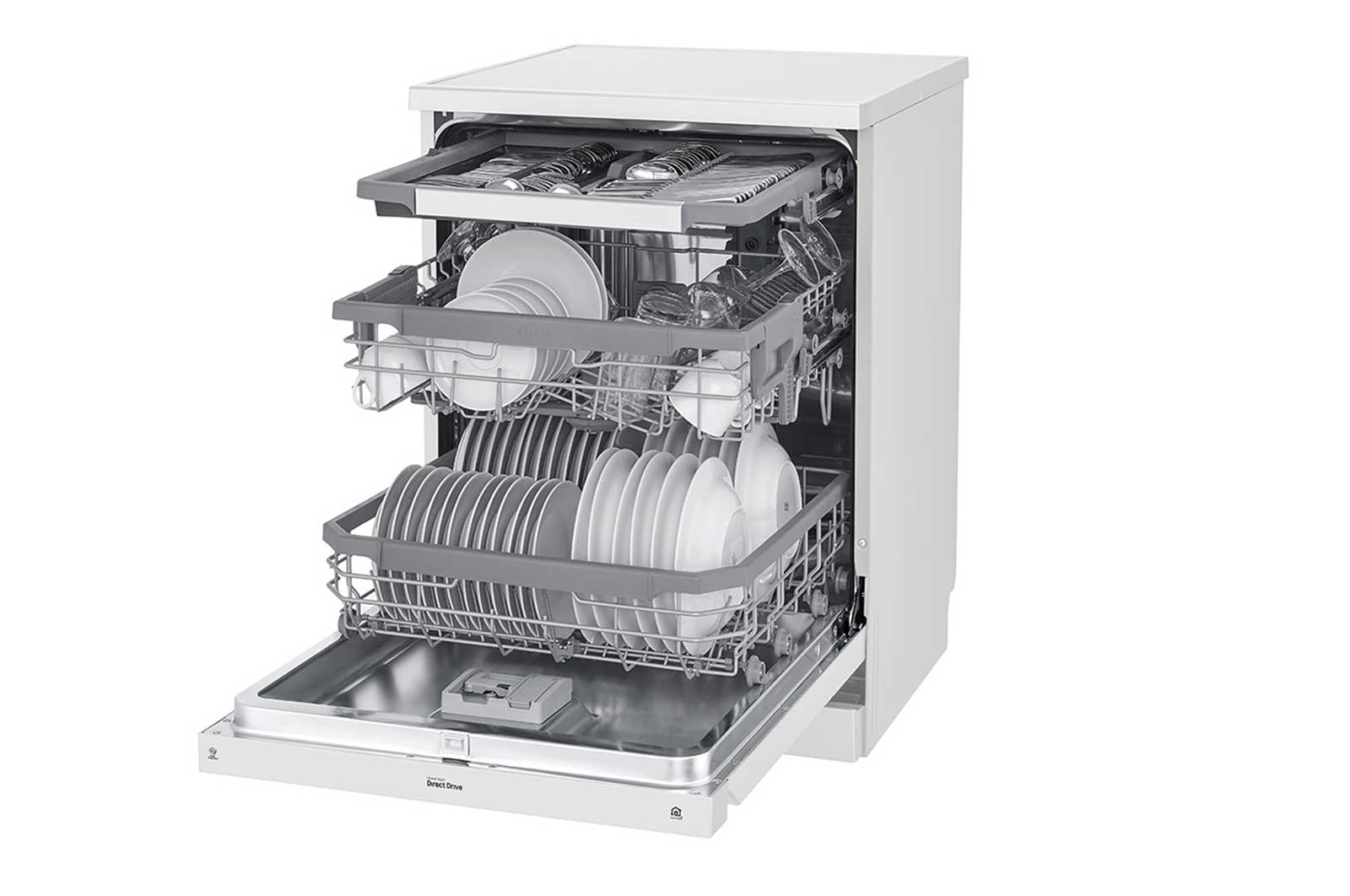 LG ال‌جی، ماشین ظرفشویی 14 نفره، فناوری™TrueSteam و™QuadWash، سفید  , XD88W