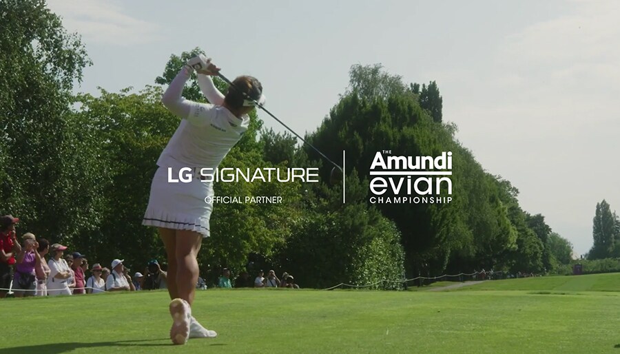 Un link di Youtube con un video promozionale di 35 secondi intitolato “LG SIGNATURE x Amundi Evian Championship”