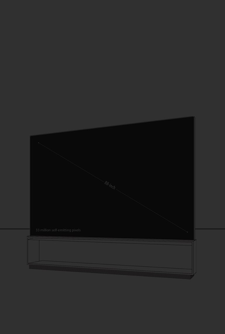 Un'infografica del TV LG SIGNATURE 8K OLED Z9 che mostra le dimensioni complessive del prodotto