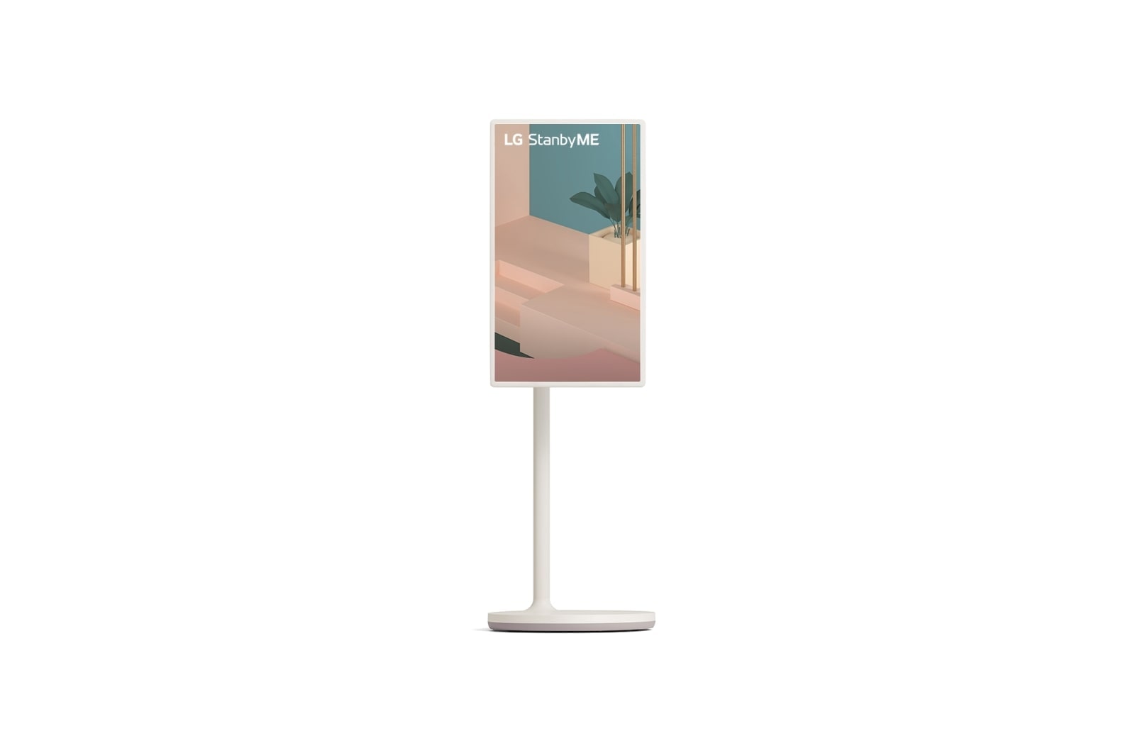 LG StanbyME, Front view of vertical mode with background image, 27ART10AKPL