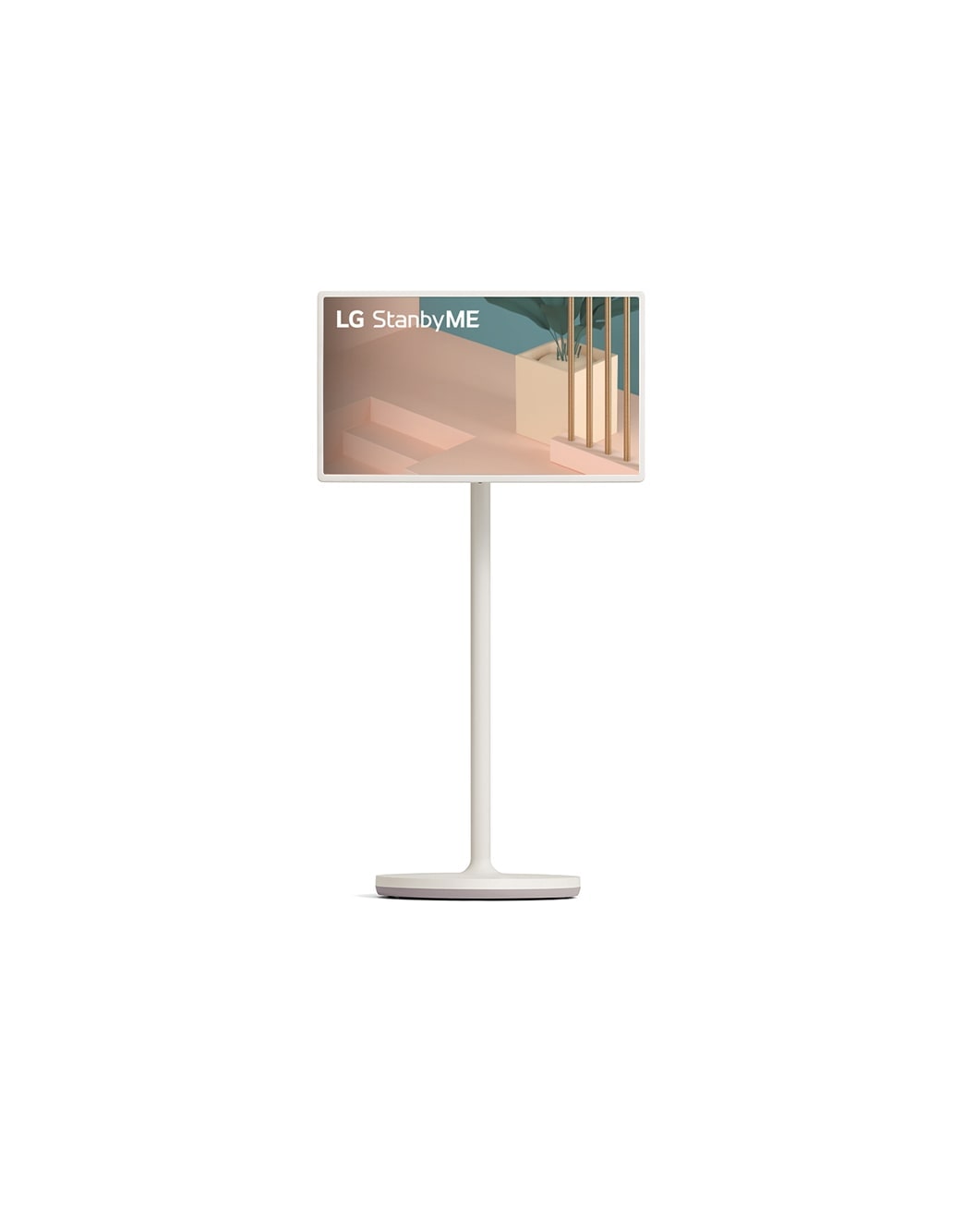 LG StanbyME, Front view of horizontal mode with background image, 27ART10AKPL