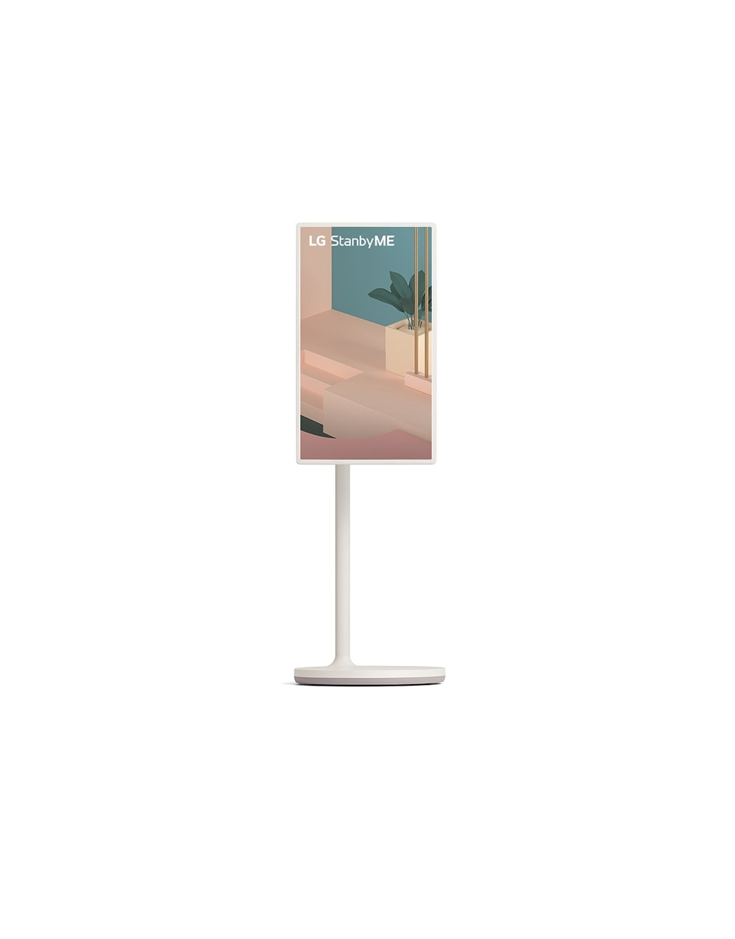 LG StanbyME, Front view of vertical mode with background image, 27ART10AKPL