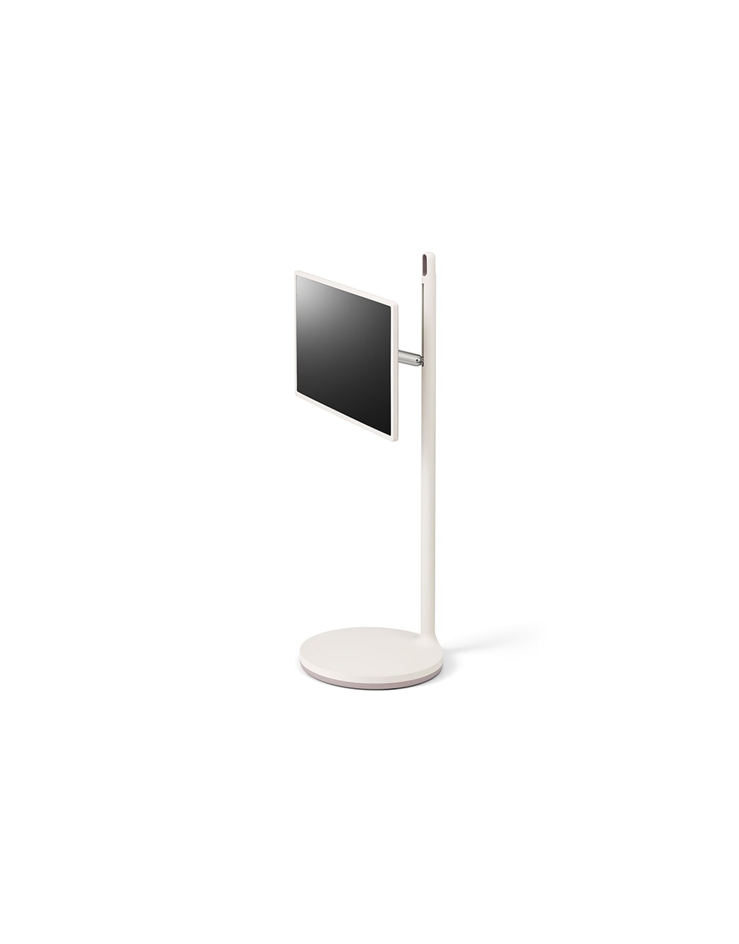 LG StanbyME, 45 degree side view of horizontal mode with display height adjusted down, 27ART10AKPL