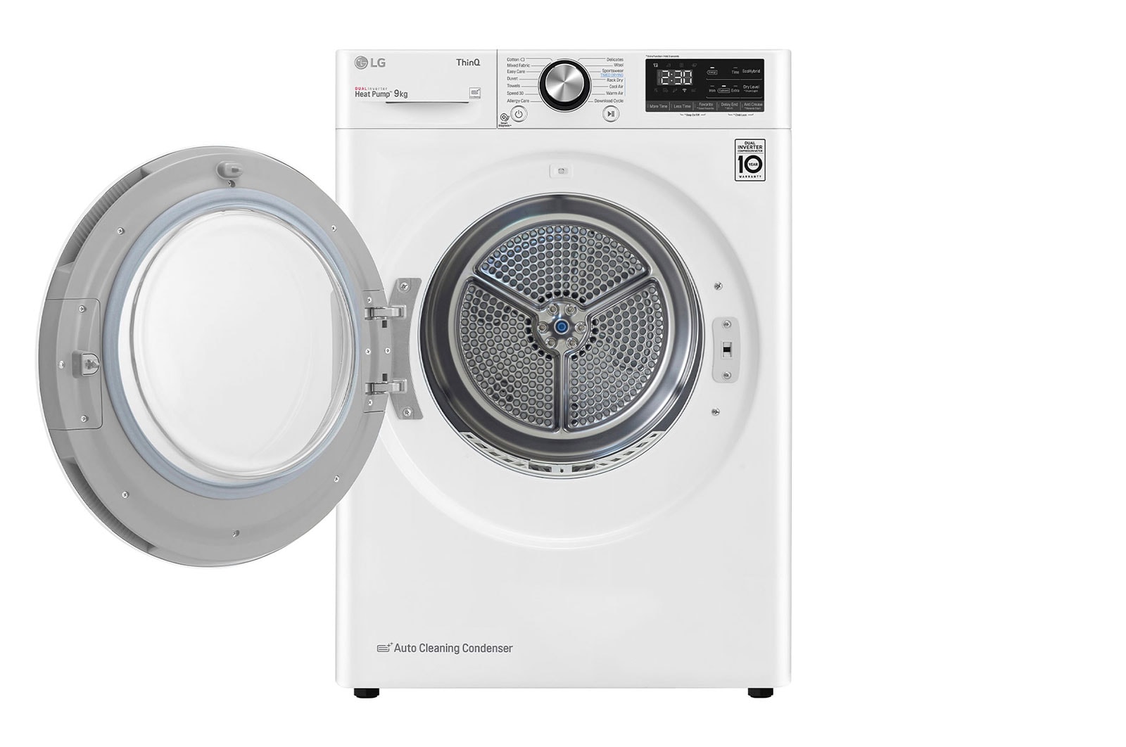 LG نشافة  توفير الطاقة بالمضخة الحرارية 9كغم لون أبيض, الجهة الأمامية مفتوحة 1, RC10V7WDK