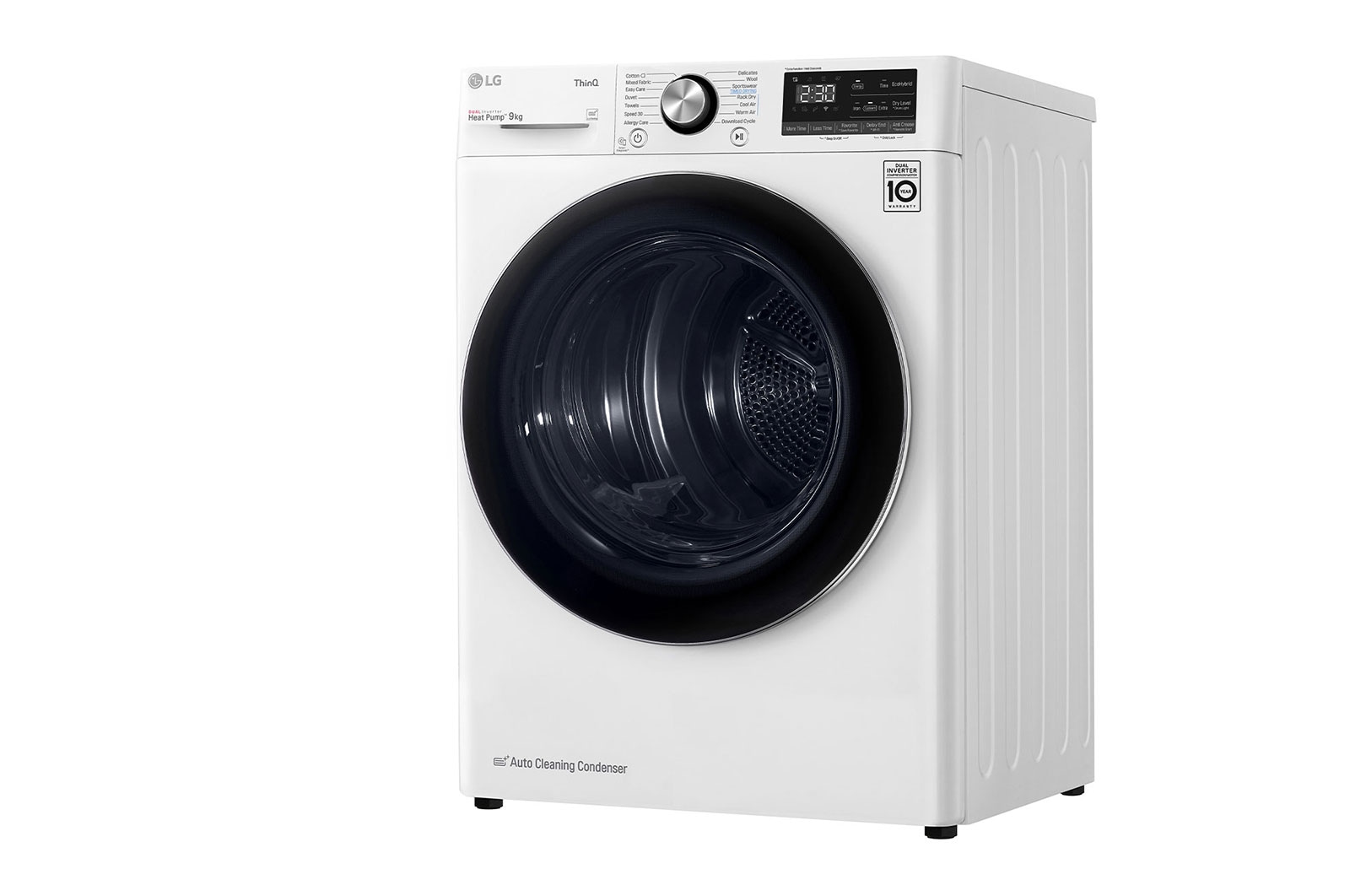 LG نشافة  توفير الطاقة بالمضخة الحرارية 9كغم لون أبيض, الجهة اليمنى, RC10V7WDK