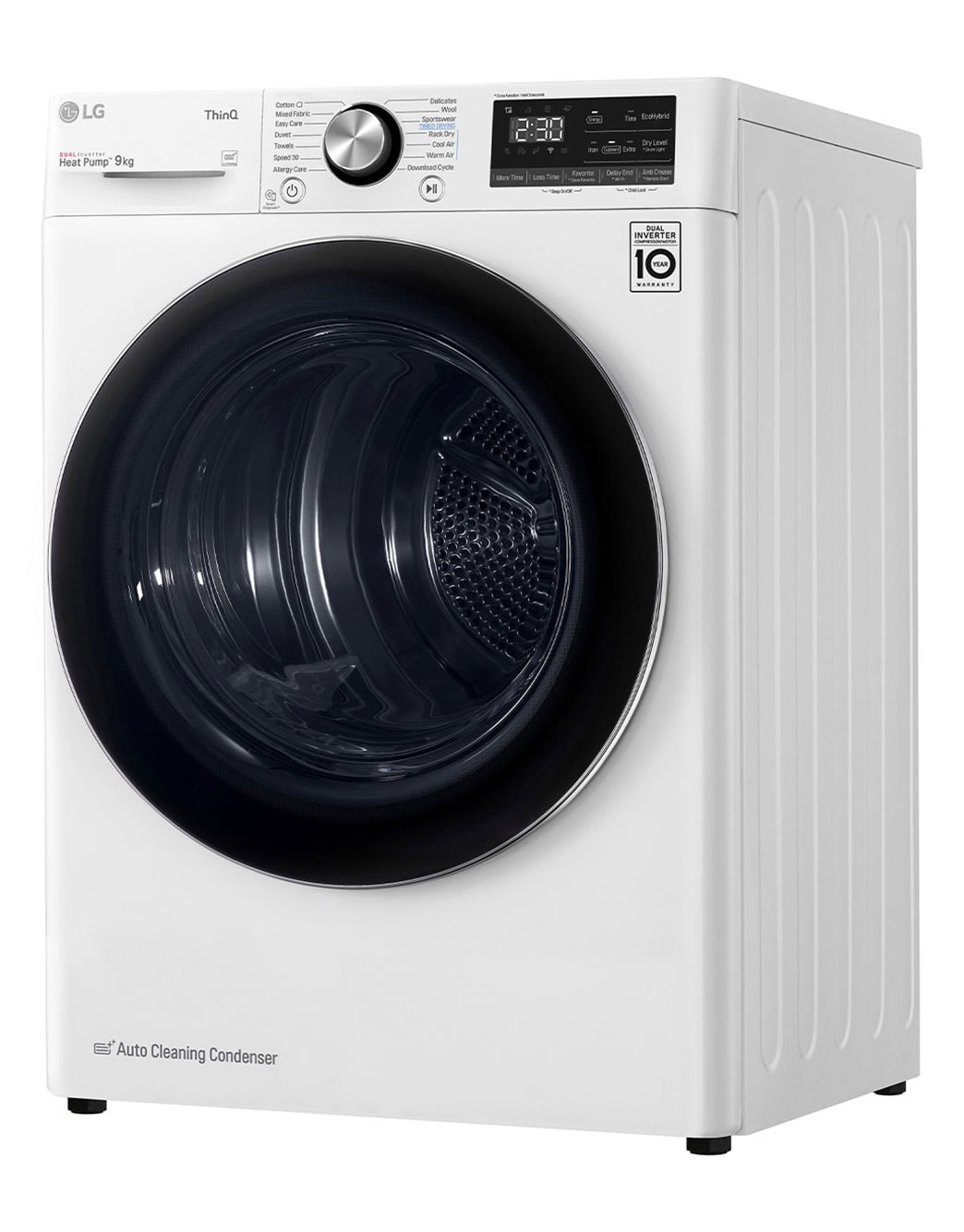 LG نشافة  توفير الطاقة بالمضخة الحرارية 9كغم لون أبيض, الجهة اليمنى, RC10V7WDK