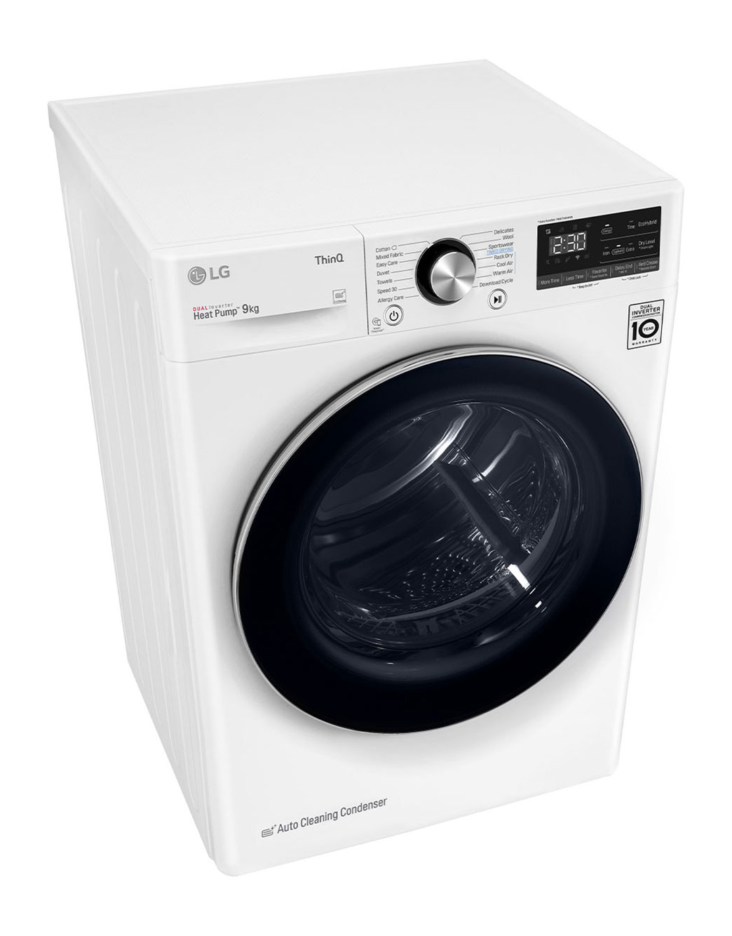 LG نشافة  توفير الطاقة بالمضخة الحرارية 9كغم لون أبيض, منظر علوي, RC10V7WDK