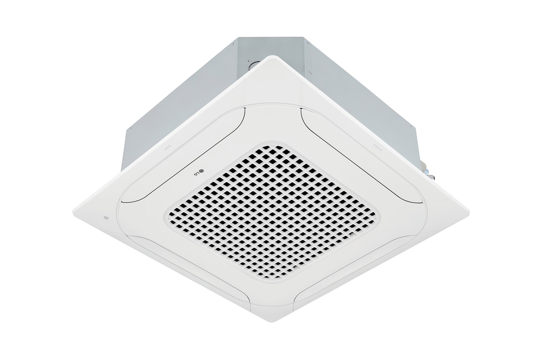 LG  Ceiling Cassette,  4-Way Cassette_Inverter_H/P (1Φ), 36kBtu, LG Ceiling Cassette consists of a white top and bottom. At the bottom, there are fans in each of the four directions, so air can flow., ATNW36GMLS1 ENWTJRD + ATUW36GMLS1 ENWTMEA