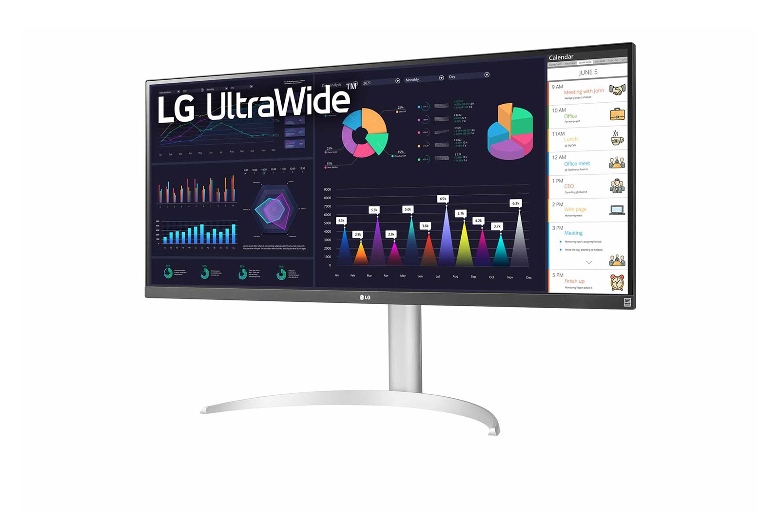 LG 34WN650-W UltraWide Monitor 34 21:9 FHD (2560 x 1080) IPS Display, VESA  DisplayHDR 400, AMD FreeSync, 3-Side Virtually Borderless Design - Silver