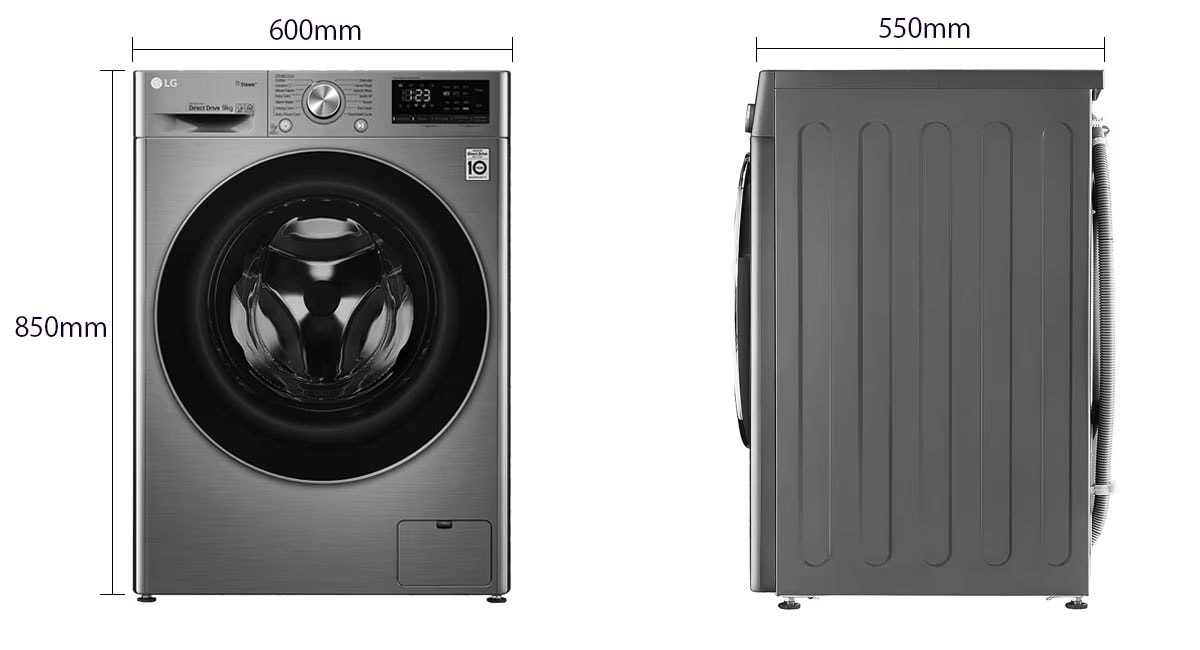 lg 9kg washing machine dimensions