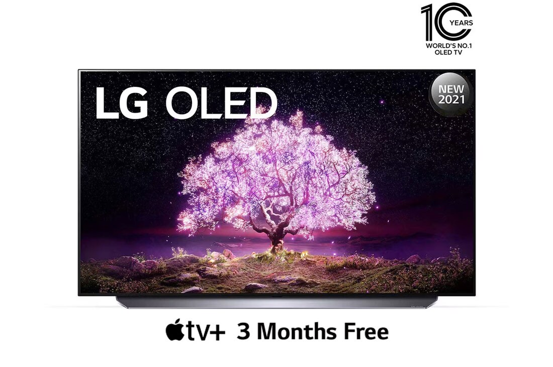 LG OLED TV 55 Inch C1 Series, Cinema Screen Design 4K, front view, OLED55C1PVB
